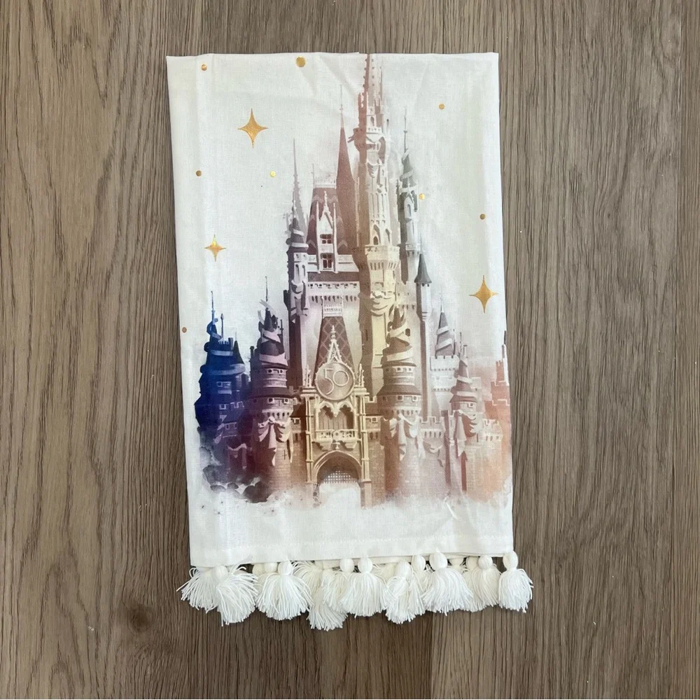 Walt Disney World 50th Anniversary Castle Hand Towel with Tassel Detail NWOT